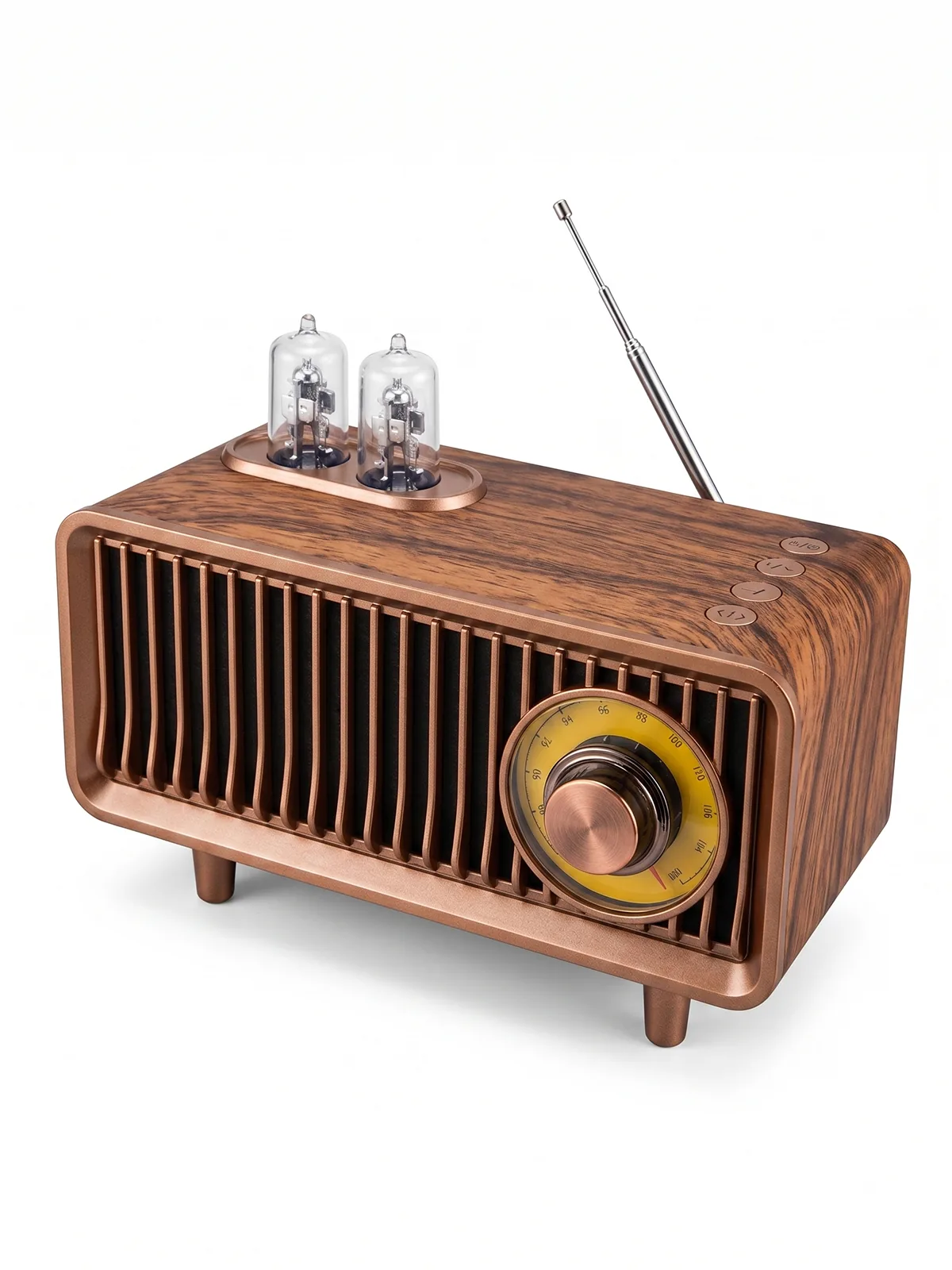 Retro radio product photograph on neutral background
